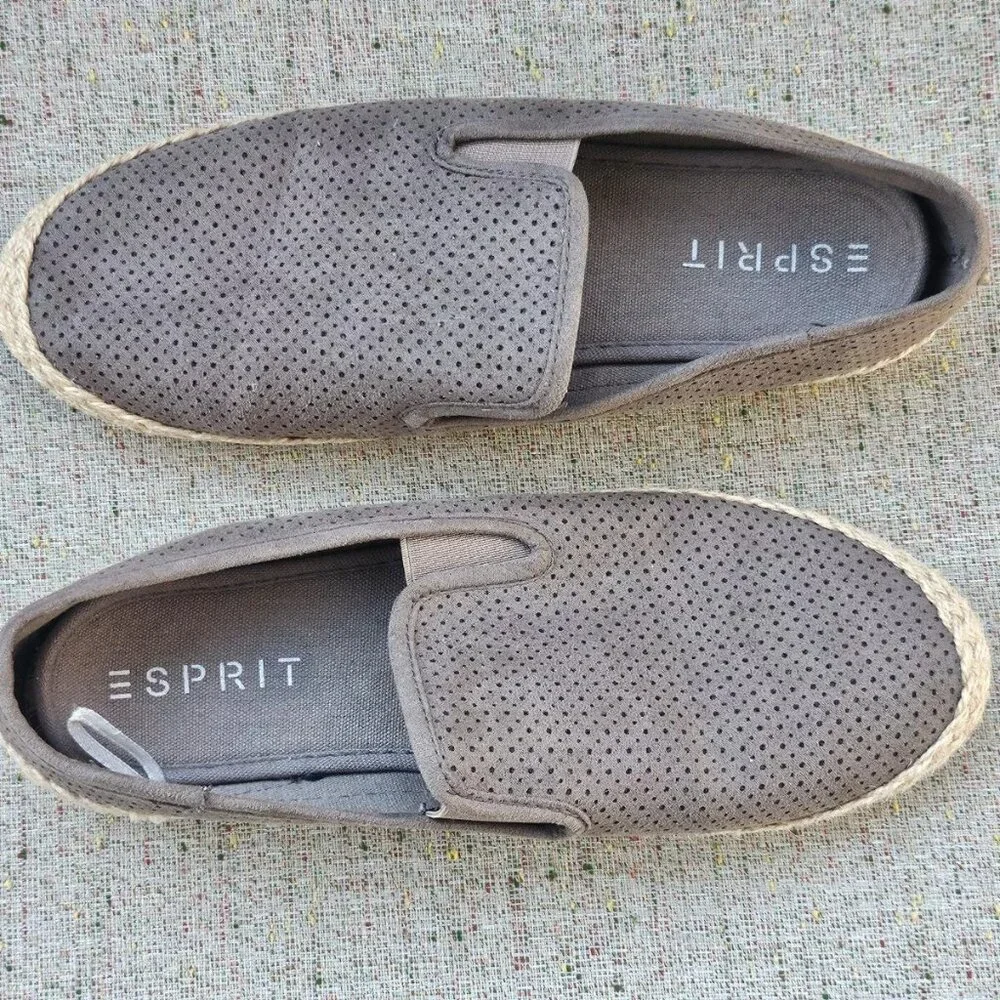Esprit Women Shoes Espadrille Loafer Slip On Flat Gray Shoes Size 8.5M